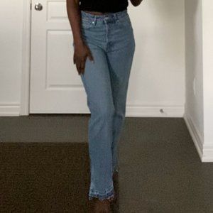 H&M Medium Wash High-Waisted Straight Jeans